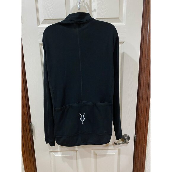Ibex Merino Wool Full-Zip Cycling Black Jacket With Back Pocket & Logo Detail - Picture 6 of 8